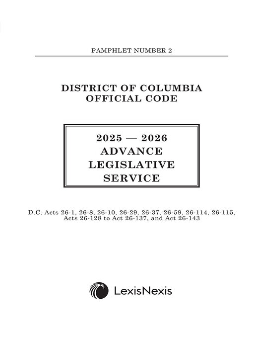 Title details for District of Columbia Lexis Advance Legislative Service by Publisher's Editorial Staff - Wait list